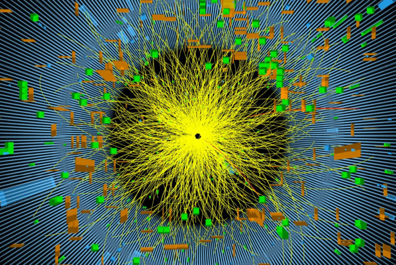 Teilchenkollisionen im CMS-Detektor am Teilchenbeschleuniger LHC, CERN