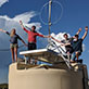 Installation of the first antenna for the AugerPrime Radio Upgrade
